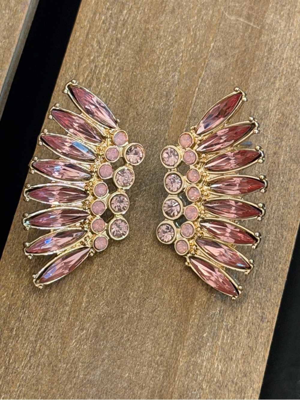 Pink Crystal Wing Earrings